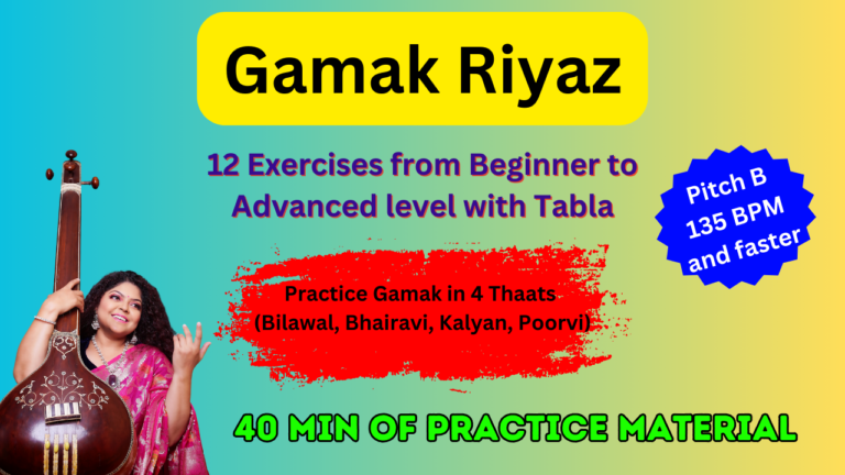 Gamak Riyaz – Scale B – 115 bpm to 250 bpm – Beginner to Advanced level exercises